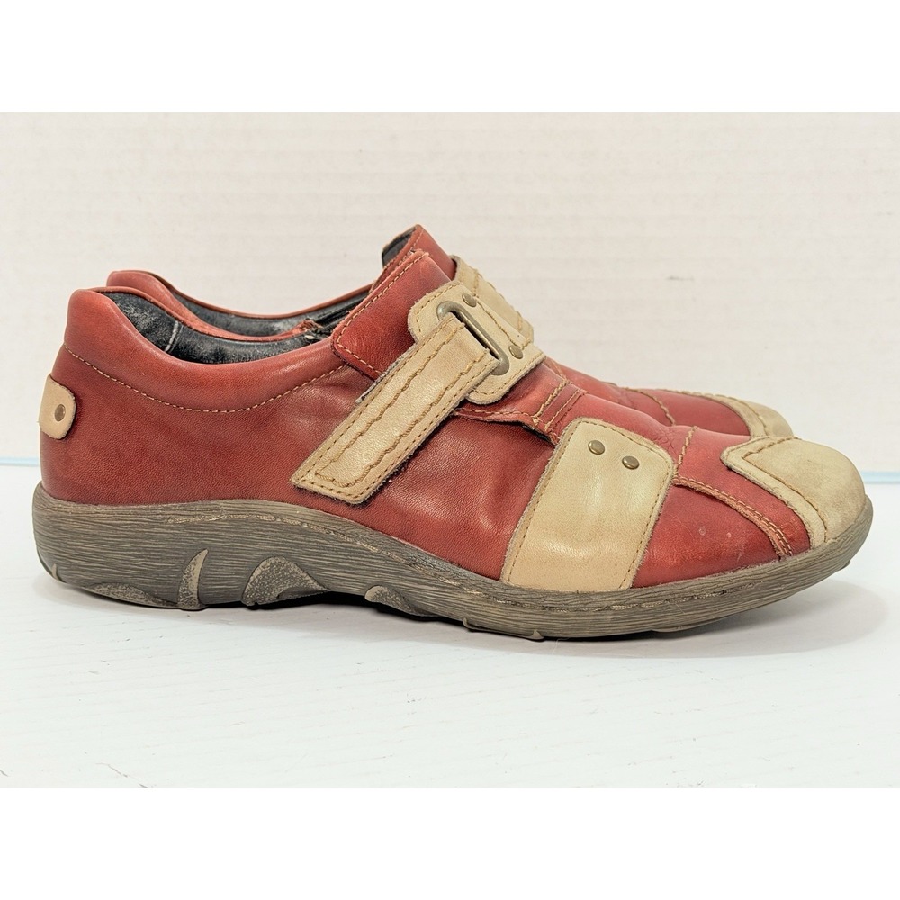 Remonte Dorndorf Women's Leather Comfort Shoes Red Beige Hook Loop EU 39